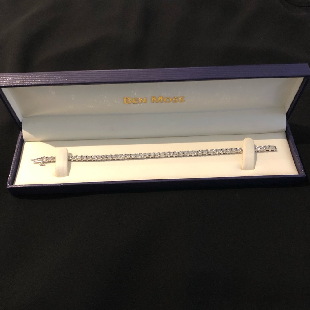 Ben Moss 10K White Gold 1 Carat Mined Diamond Tennis Bracelet